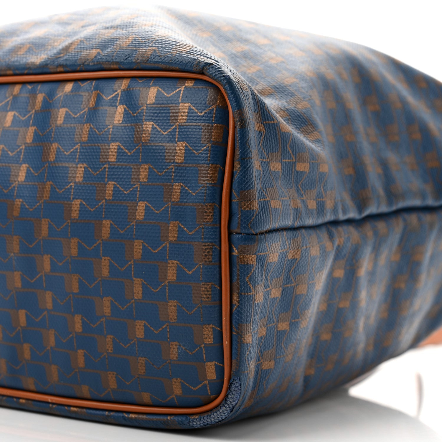 Moynat Grained Calfskin Canvas 1920 Oh! Tote Ruban Duo MM Indigo Bronze Cognac 10 of 13