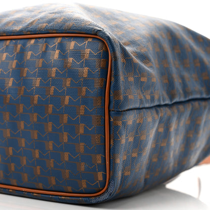 Moynat Grained Calfskin Canvas 1920 Oh! Tote Ruban Duo MM Indigo Bronze Cognac 10 of 13
