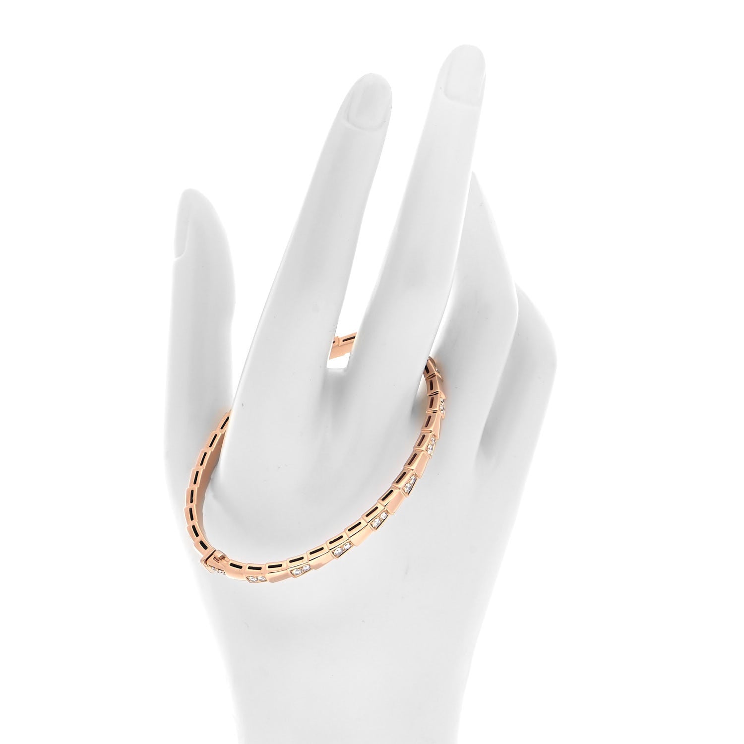 Bulgari 18K Rose Gold Diamond Serpenti Viper Bangle Bracelet M 2 of 5