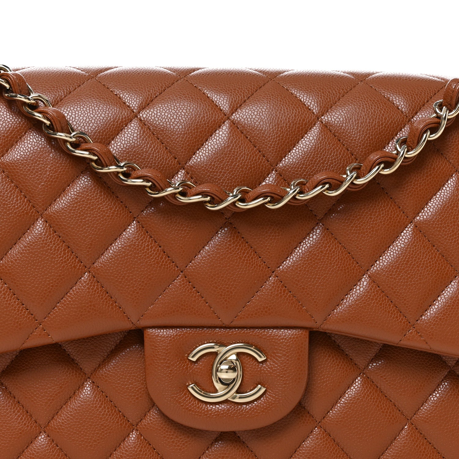 Chanel Caviar Quilted Jumbo Double Flap Light Brown 6 of 11