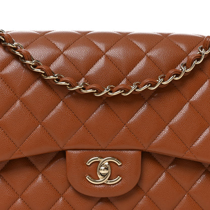 Chanel Caviar Quilted Jumbo Double Flap Light Brown 6 of 11