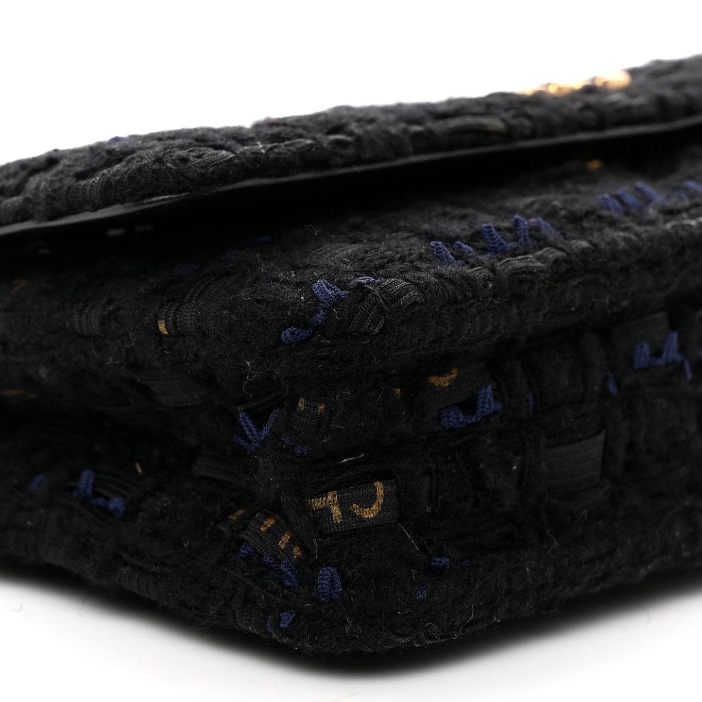 Tweed Quilted Chanel 19 Wallet On Chain WOC Black Navy Gold