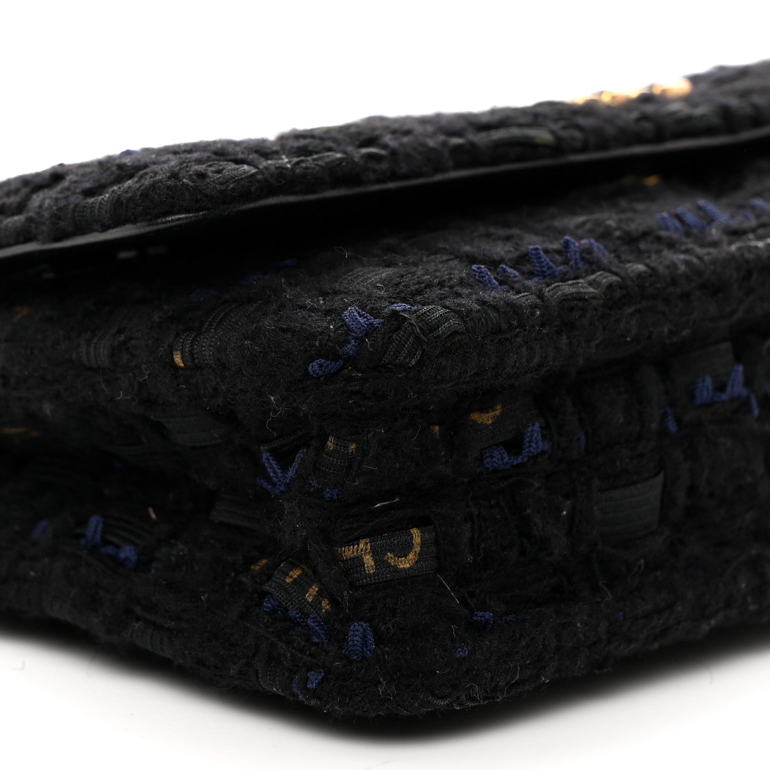 Chanel Tweed Quilted Chanel 19 Wallet On Chain WOC Black Navy Gold 10 of 11