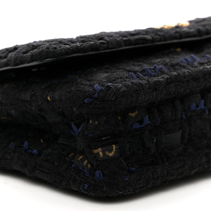 Chanel Tweed Quilted Chanel 19 Wallet On Chain WOC Black Navy Gold 10 of 11