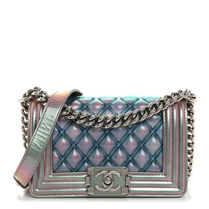 Chanel Iridescent Patent Calfskin PVC Quilted Small Boy Flap Light Purple 1 of 11