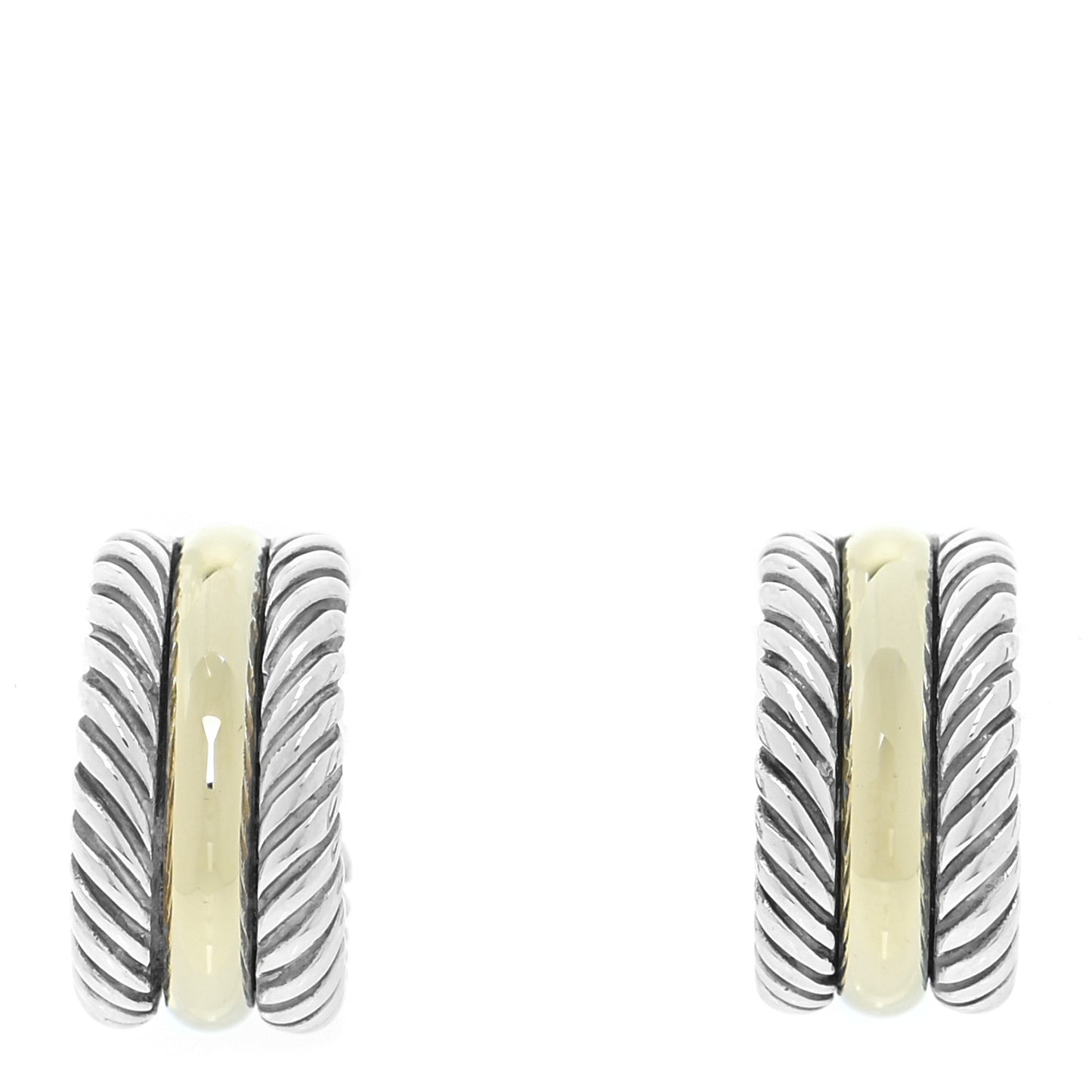 Sterling Silver 14K Yellow Gold 16mm Cable Classics Hoop Earrings