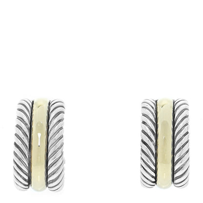 David Yurman Sterling Silver 14K Yellow Gold 16mm Cable Classics Hoop Earrings 1 of 5