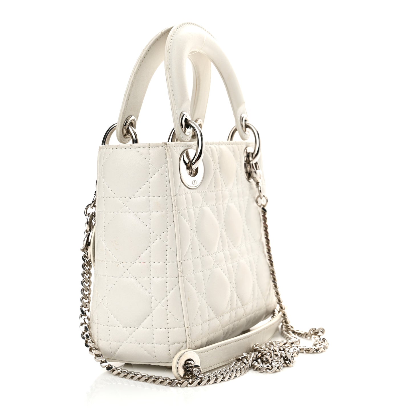 Lambskin Cannage Mini Lady Dior White