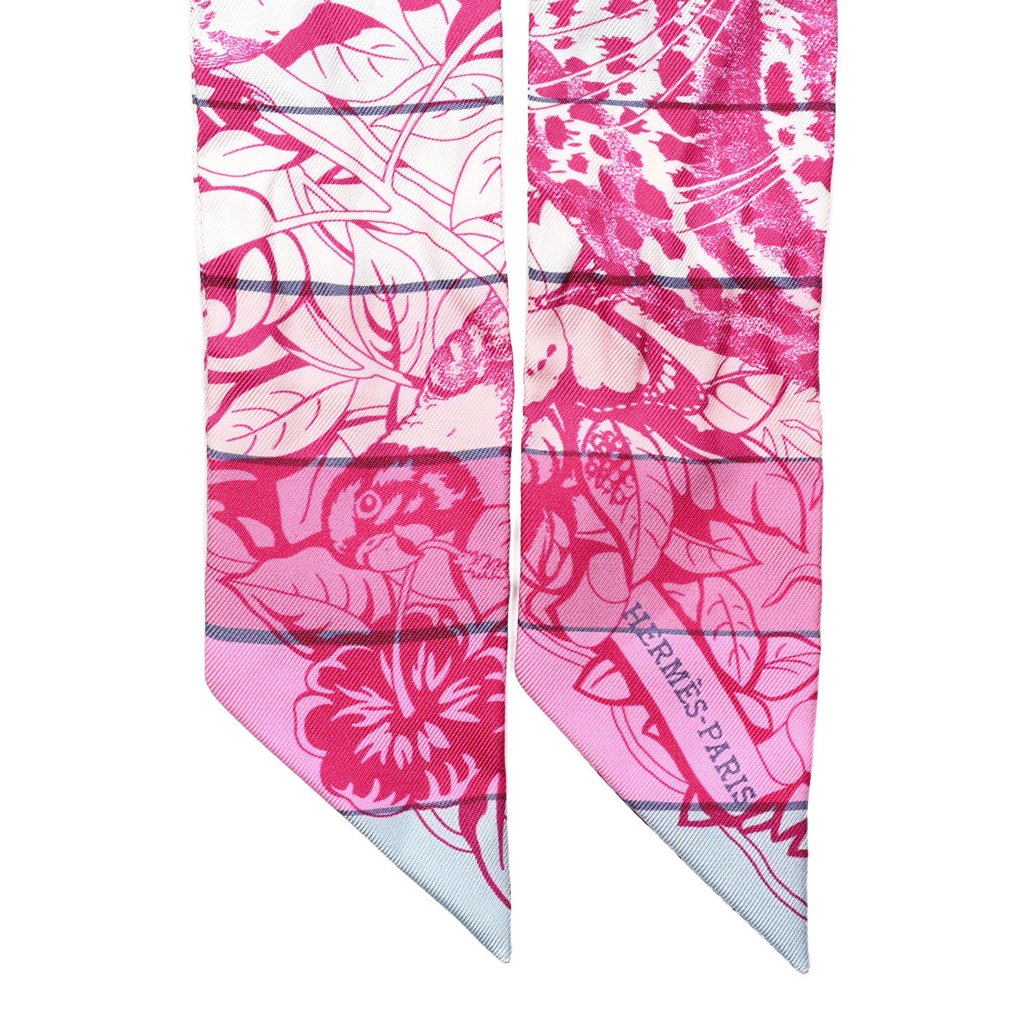 Hermes Silk Jungle Love Rainbow Twilly Fuchsia Bleu Ciel 2 of 4