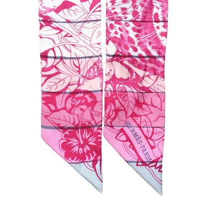 Hermes Silk Jungle Love Rainbow Twilly Fuchsia Bleu Ciel 2 of 4