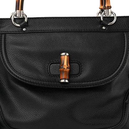 Gucci Calfskin New Bamboo Medium Tassel Tote Black 8 of 13