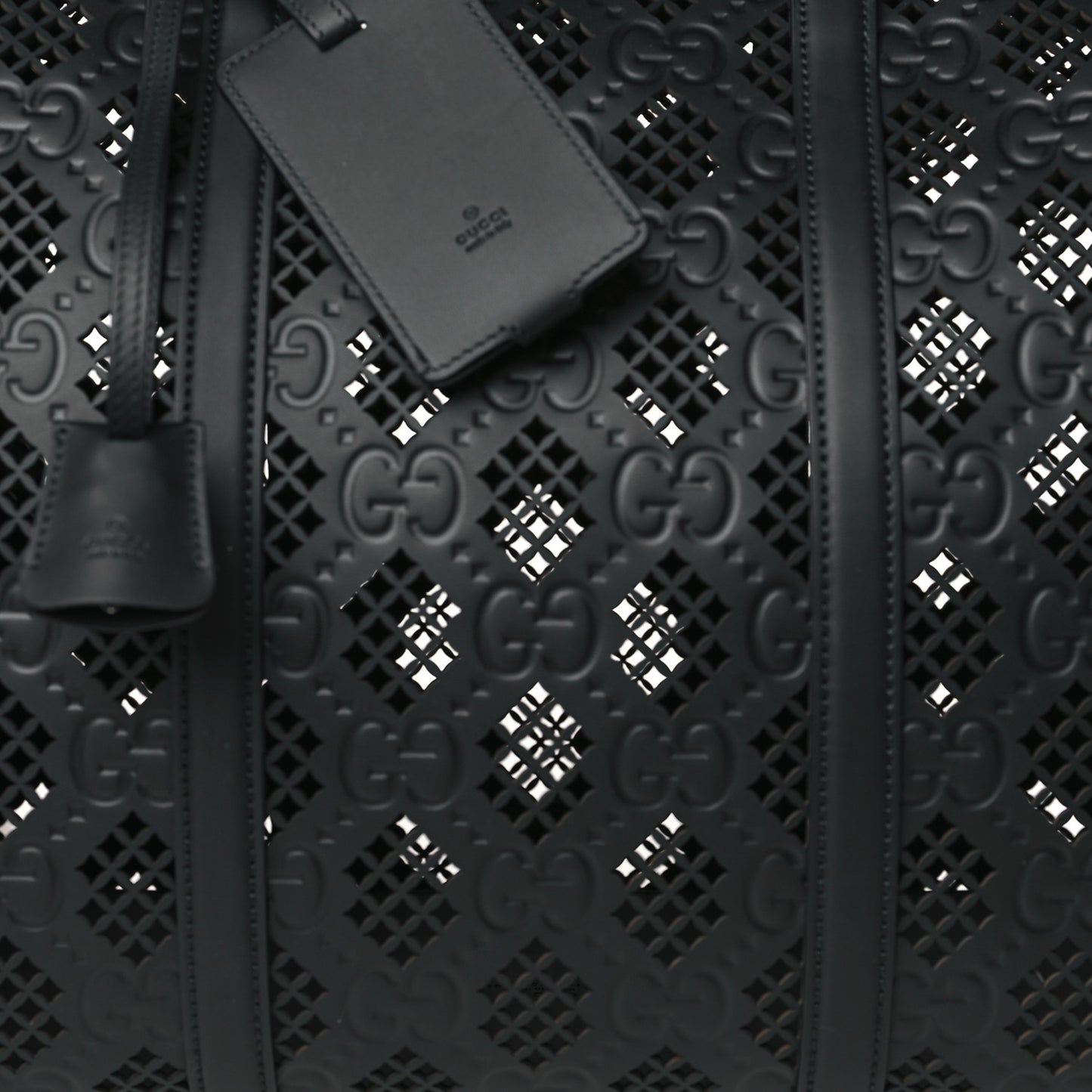 Perforated GG Embossed Duffle Bag Black