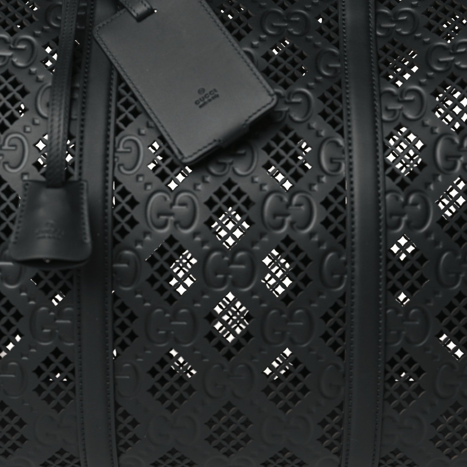 Gucci Perforated GG Embossed Duffle Bag Black 7 of 9
