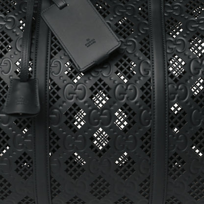 Gucci Perforated GG Embossed Duffle Bag Black 7 of 9
