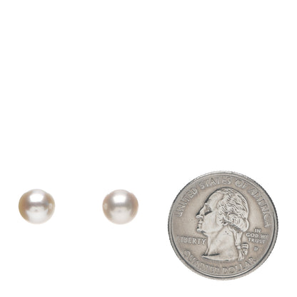 Tiffany 18K White Gold Akoya Pearl 8mm Signature Earrings 2 of 5