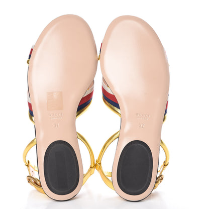 Gucci Metallic Nappa Sylvie Web Sandal 37 Gold 5 of 9