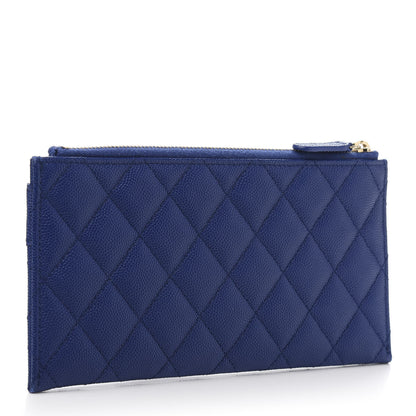Chanel Caviar Quilted Mademoiselle Vintage Zip Pouch Blue 3 of 9