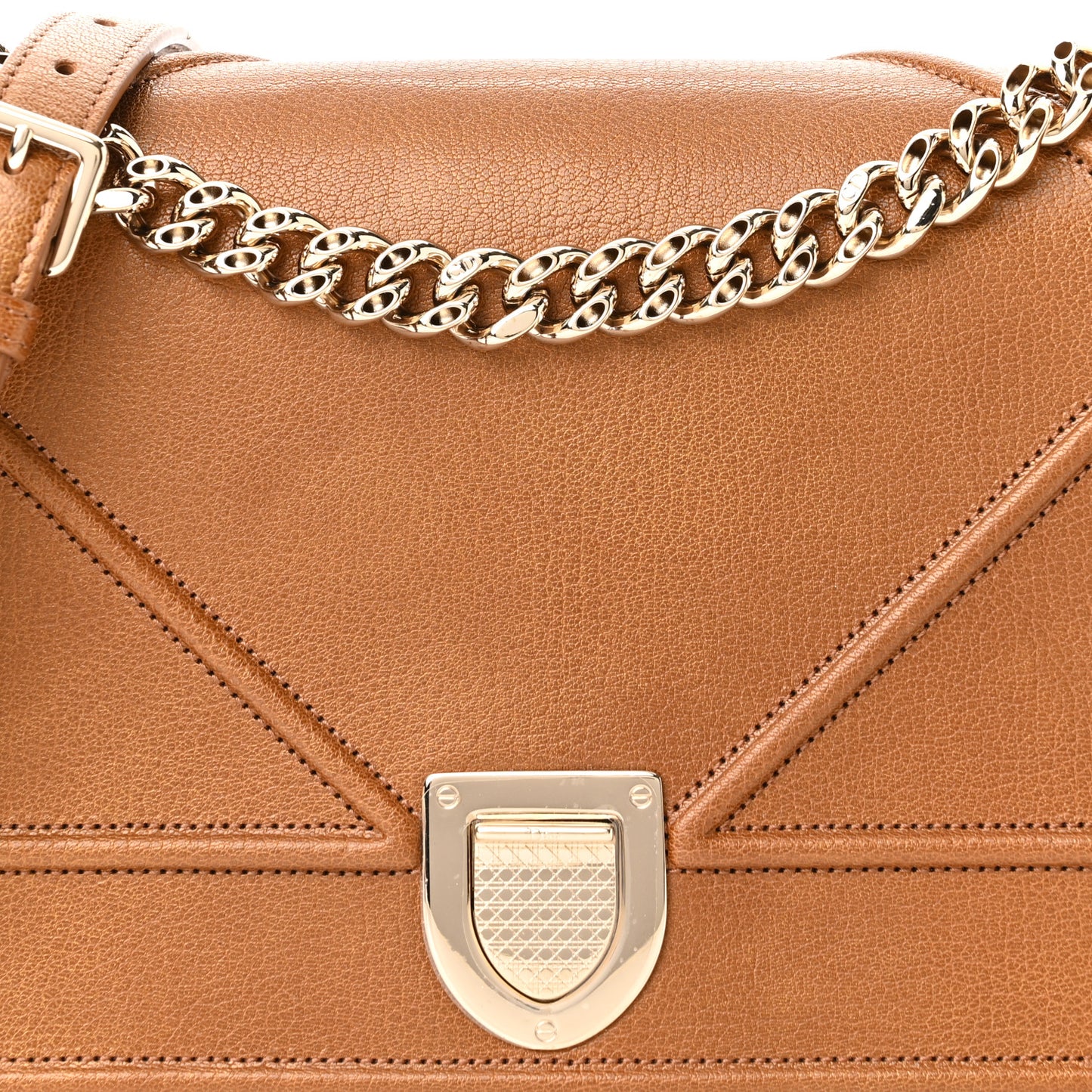 Grained Calfskin Medium Diorama Flap Bag Brown