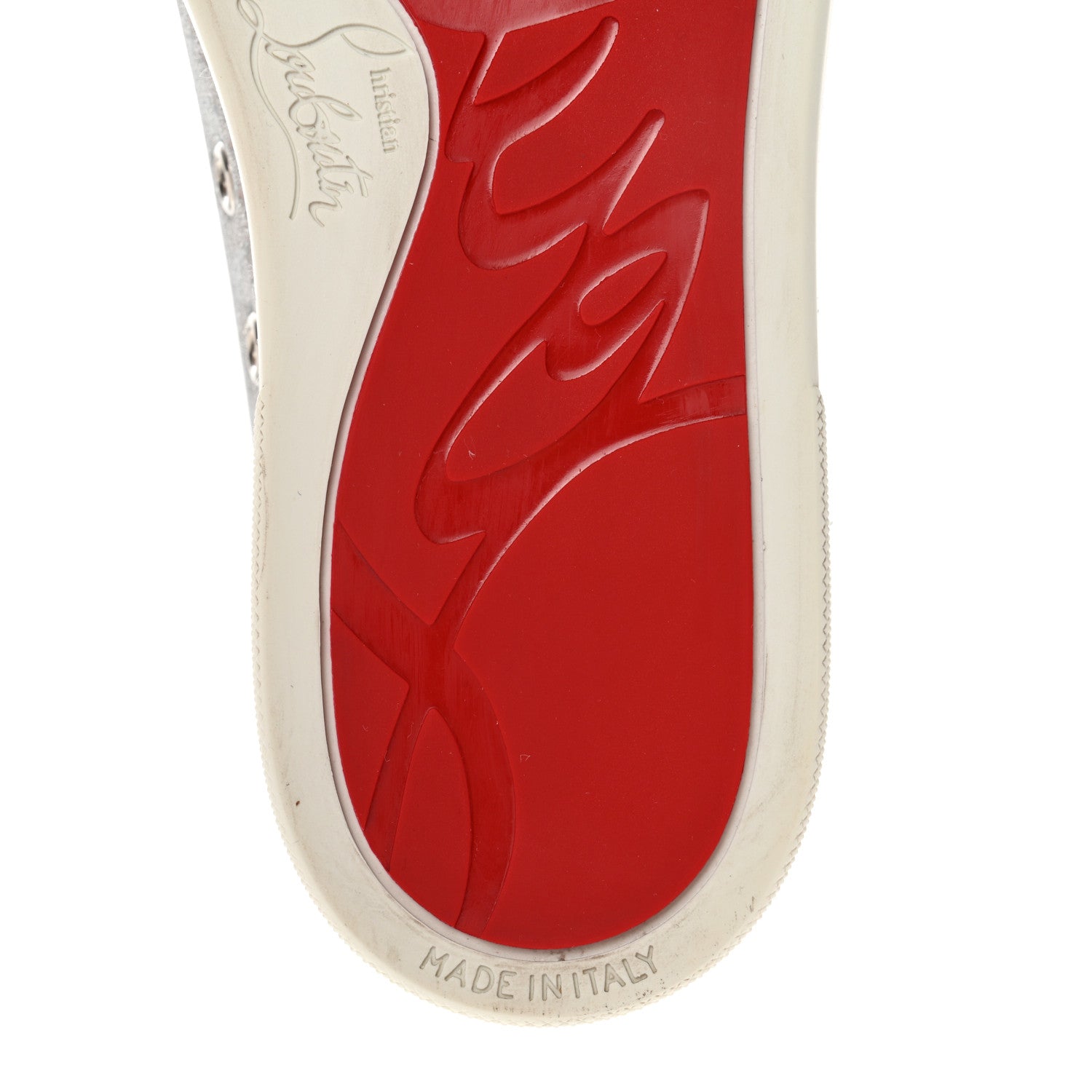 Christian Louboutin Glitter Metallic Calfskin Spikes Vieira 2 Flat Sneakers 37.5 Silver 6 of 13