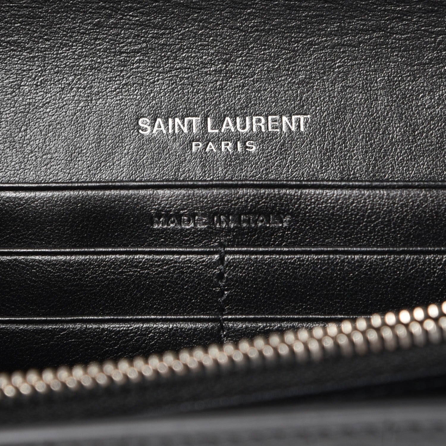 Saint Laurent Calfskin Crocodile Embossed Large Monogram Flap Wallet Black 6 of 7
