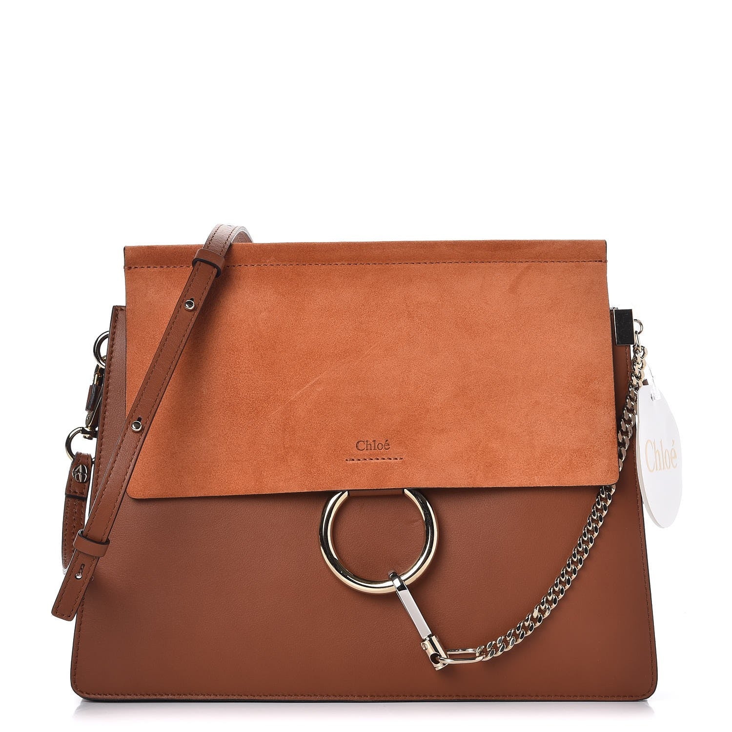 Chloe Suede Calfskin Medium Faye Shoulder Bag Tobacco 1 of 7