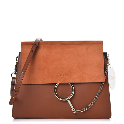 Chloe Suede Calfskin Medium Faye Shoulder Bag Tobacco 1 of 7
