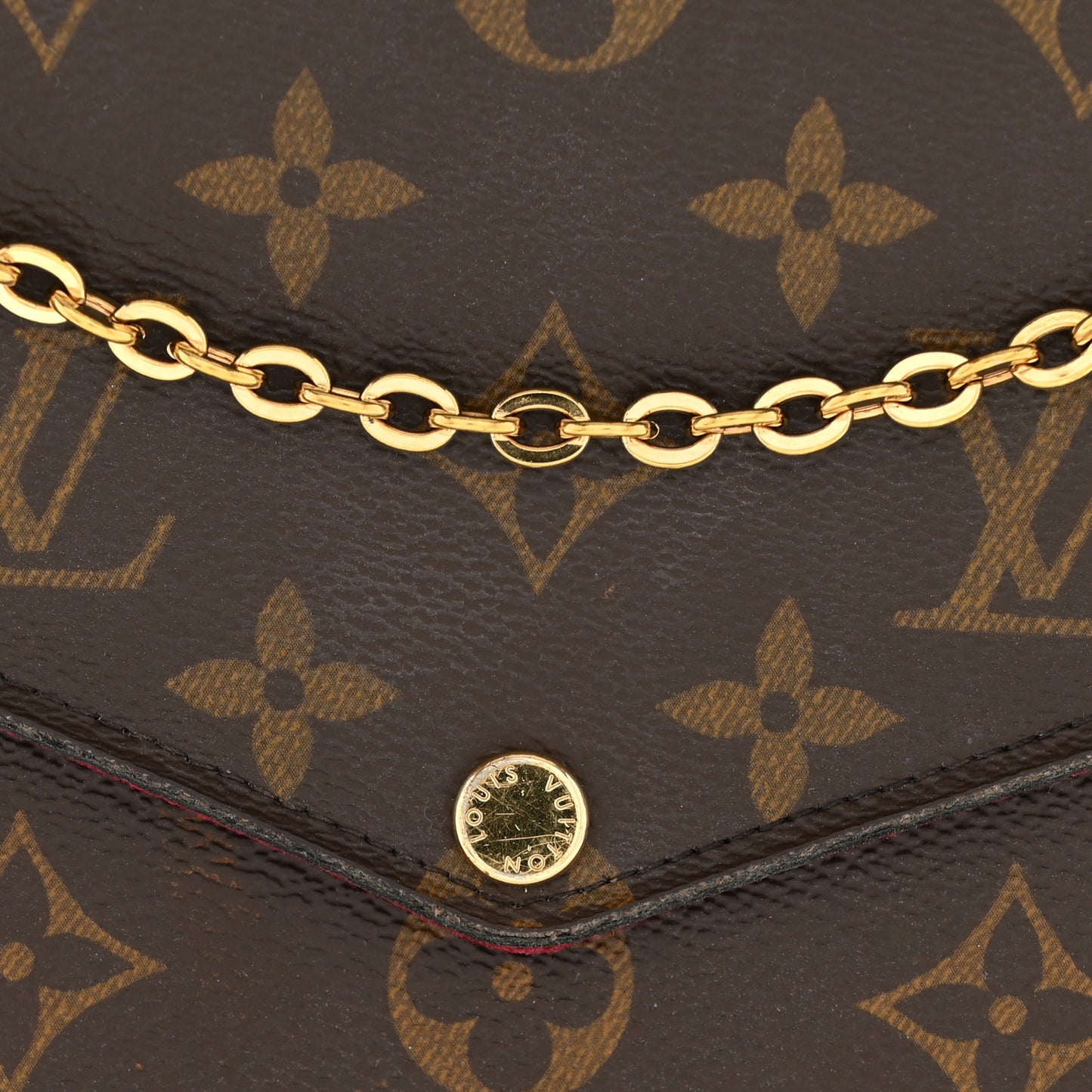 Monogram Pochette Felicie Chain Wallet Fuchsia