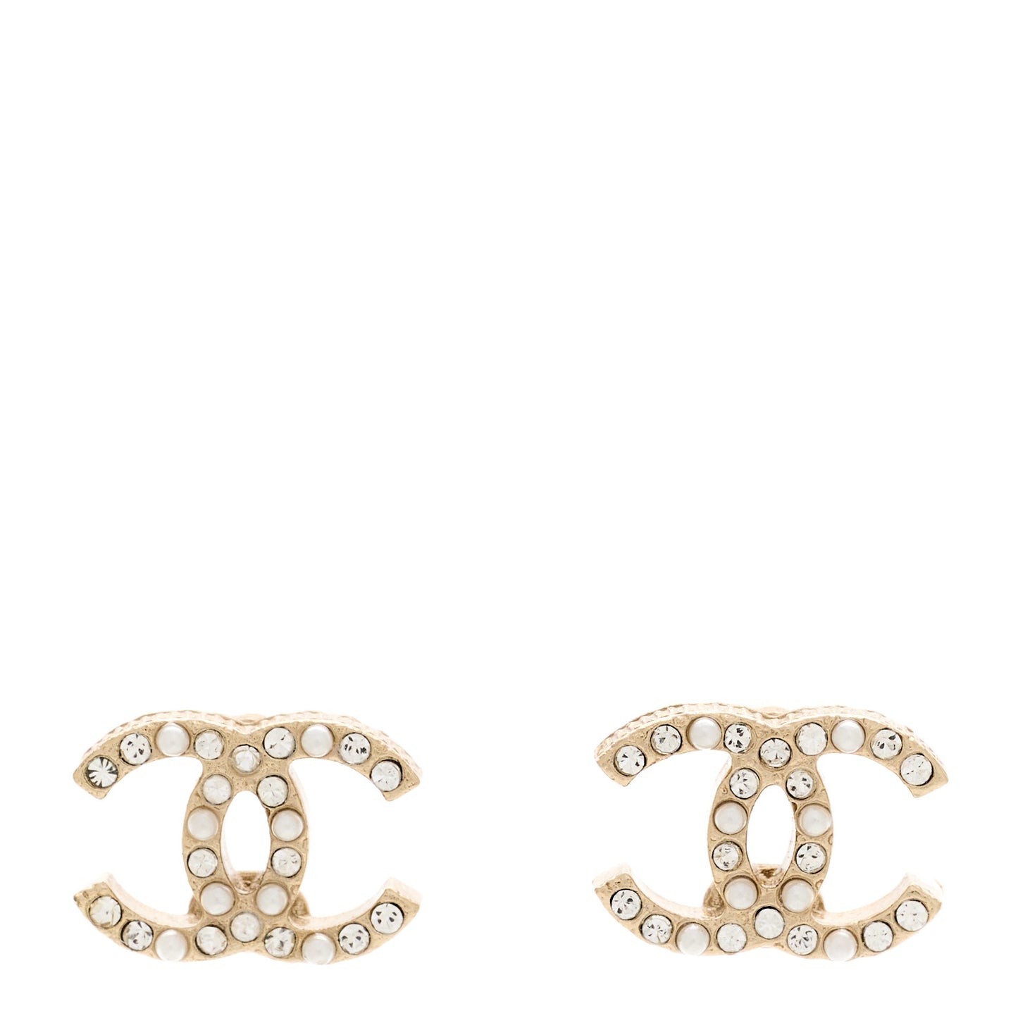 Pearl Crystal CC Earrings Gold