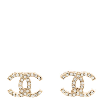 Chanel Pearl Crystal CC Earrings Gold 1 of 5