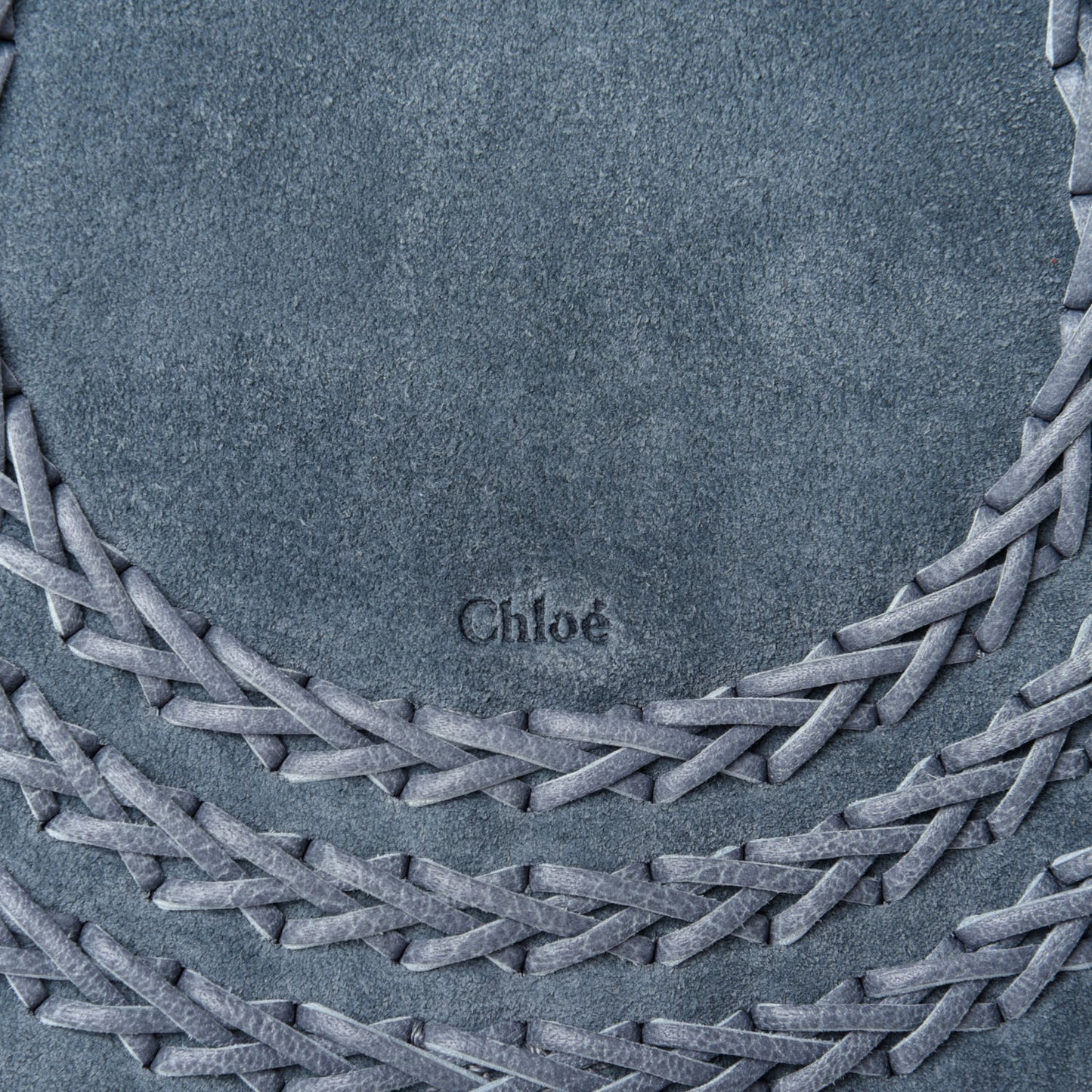 Suede Calfskin Braided Mini Marcie Round Crossbody Bag Cloudy Blue