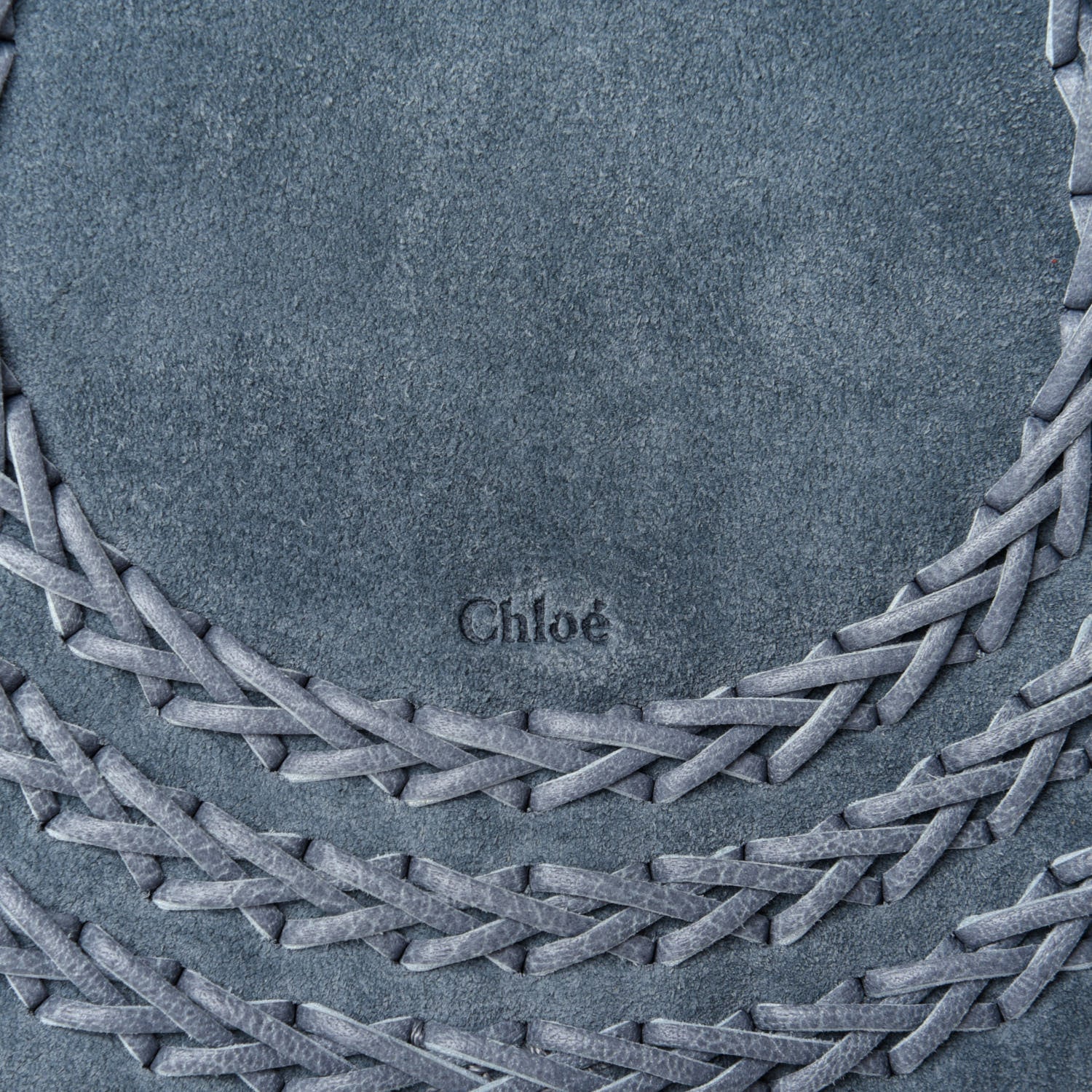 Chloe Suede Calfskin Braided Mini Marcie Round Crossbody Bag Cloudy Blue 9 of 10