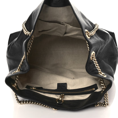 Gucci Pebbled Calfskin Large Soho Chain Shoulder Bag Black 5 of 7