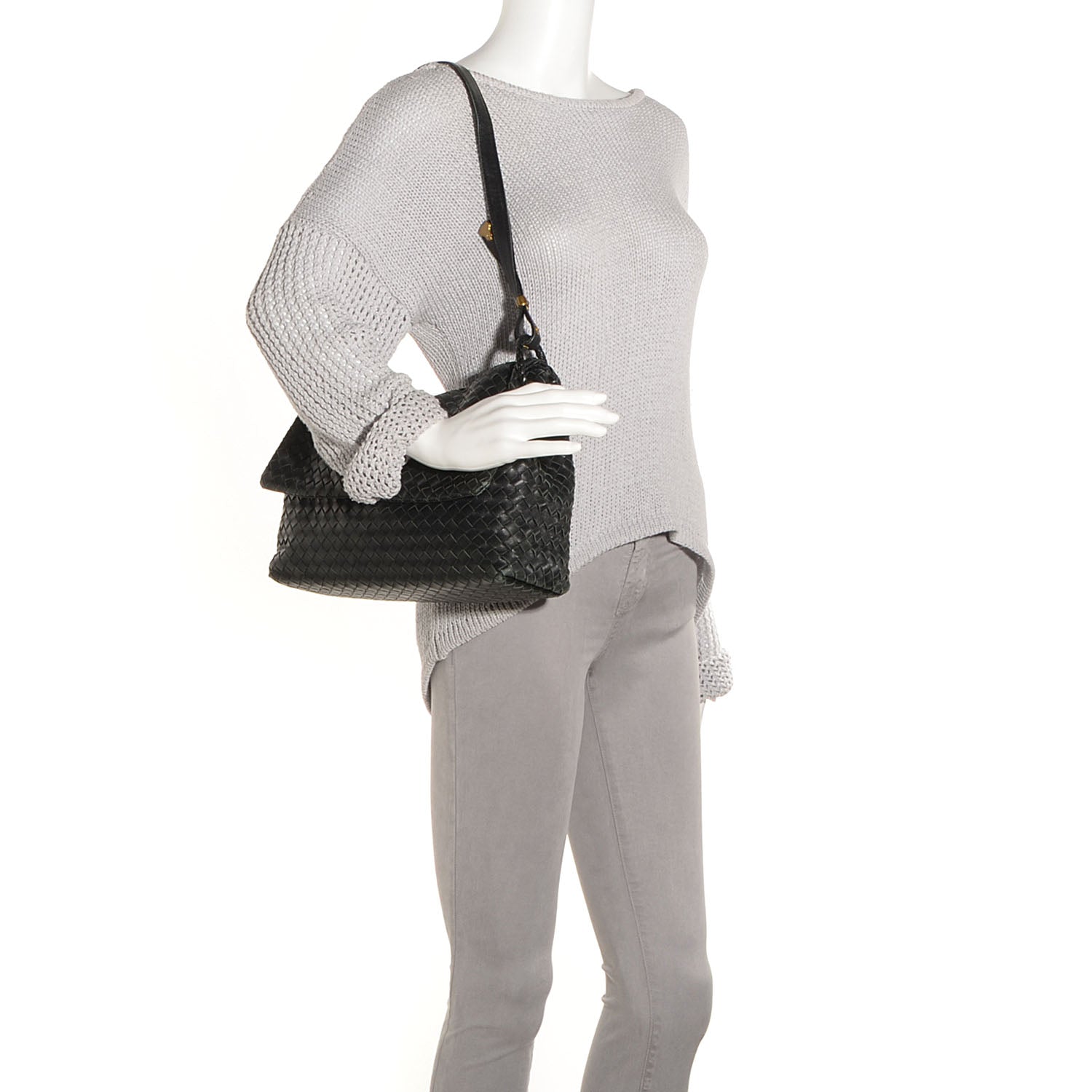 Bottega Veneta Nappa Intrecciato Flap Shoulder Bag Nero Black 2 of 8