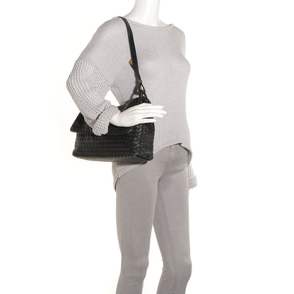 Bottega Veneta Nappa Intrecciato Flap Shoulder Bag Nero Black 2 of 8