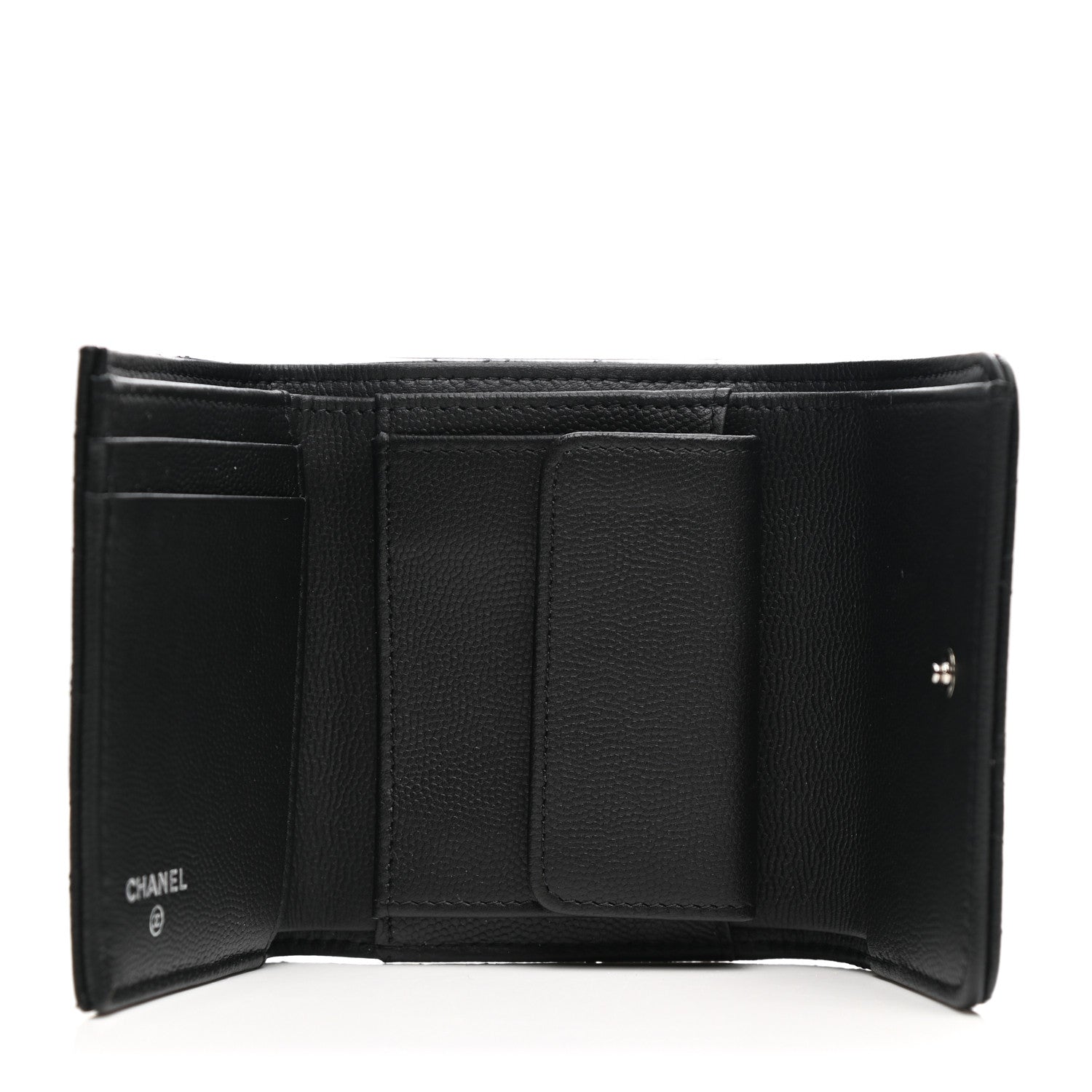 Chanel Caviar Camellia Embossed Compact Wallet Black 5 of 8