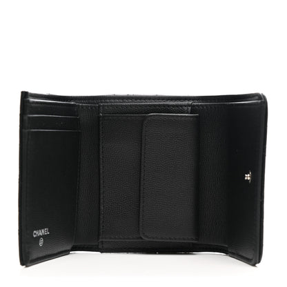 Chanel Caviar Camellia Embossed Compact Wallet Black 5 of 8