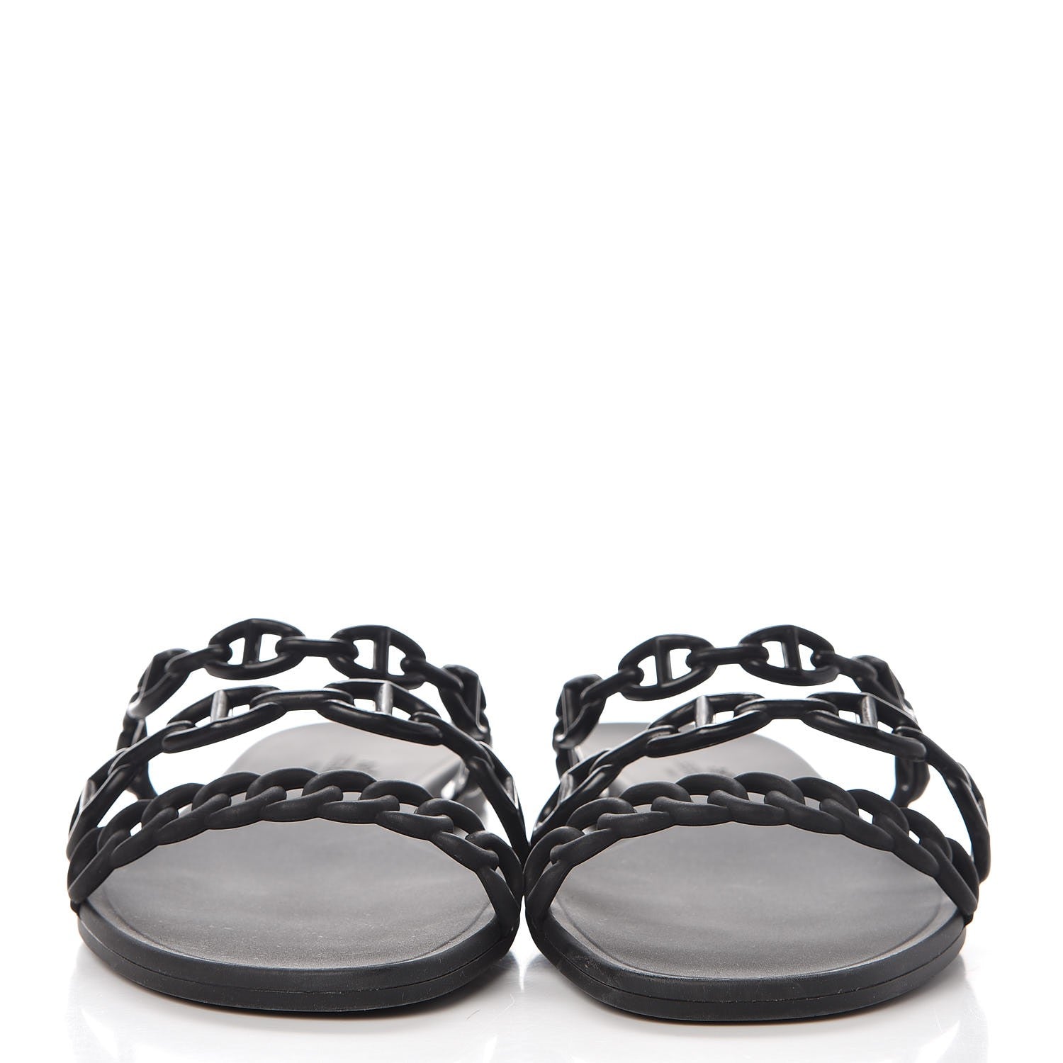Hermes Rubber Chaine d'Ancre Rivage Sandals 37 Black 2 of 8