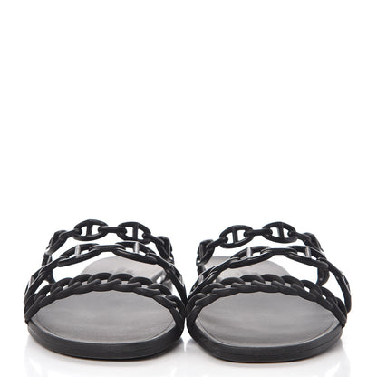 Hermes Rubber Chaine d'Ancre Rivage Sandals 37 Black 2 of 8