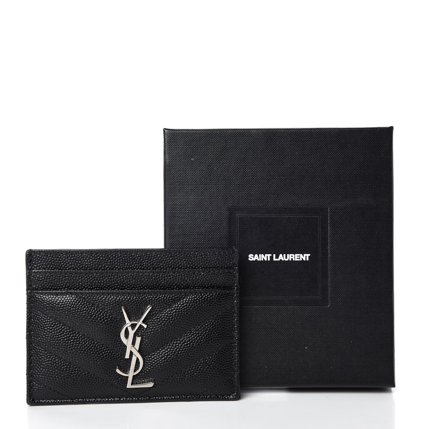 Grain De Poudre Matelasse Chevron Monogram Credit Card Case Black