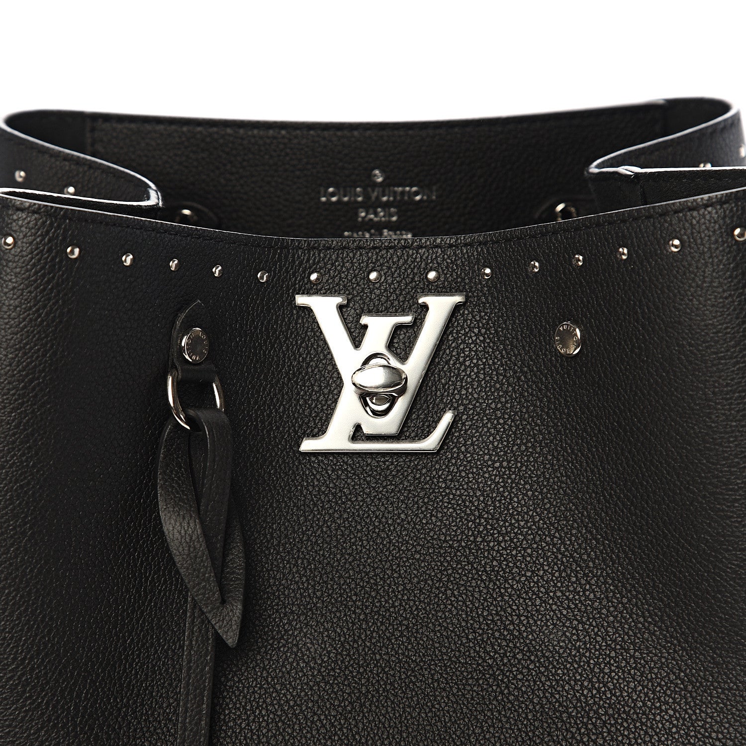 Louis Vuitton Soft Calfskin Lockme Studs Bucket Black 10 of 10