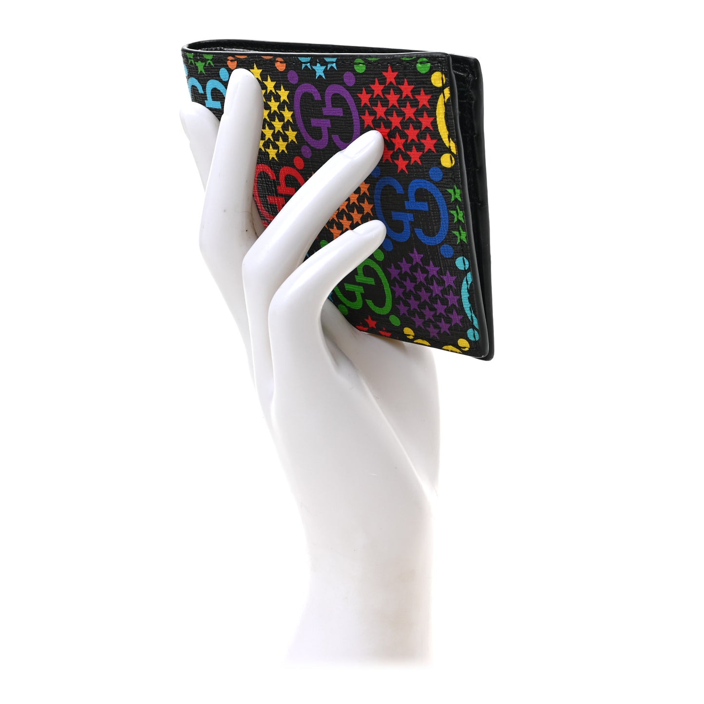 GG Supreme Monogram Psychedelic Bi-Fold Wallet Black Multicolor