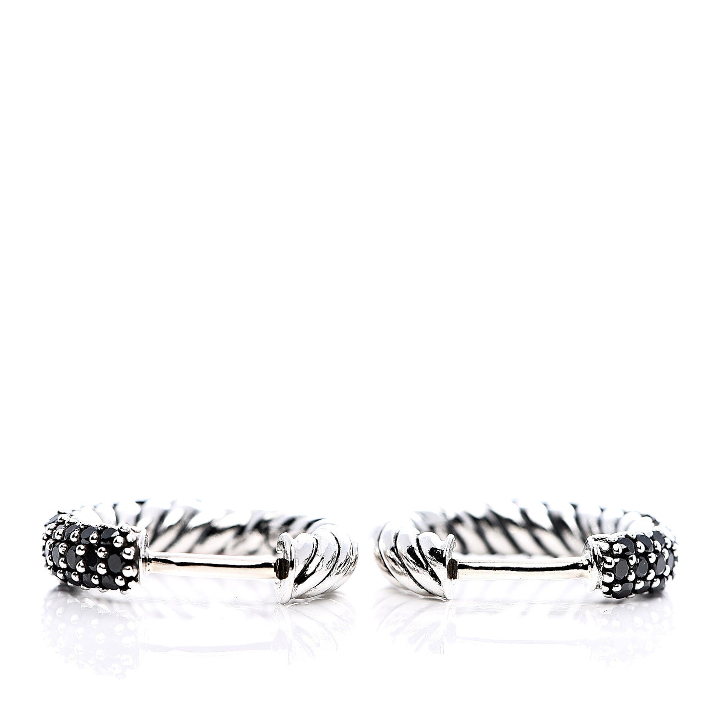 Sterling Silver Black Diamond Petite Pave Huggie Hoop Earrings