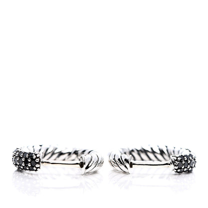 David Yurman Sterling Silver Black Diamond Petite Pave Huggie Hoop Earrings 3 of 3