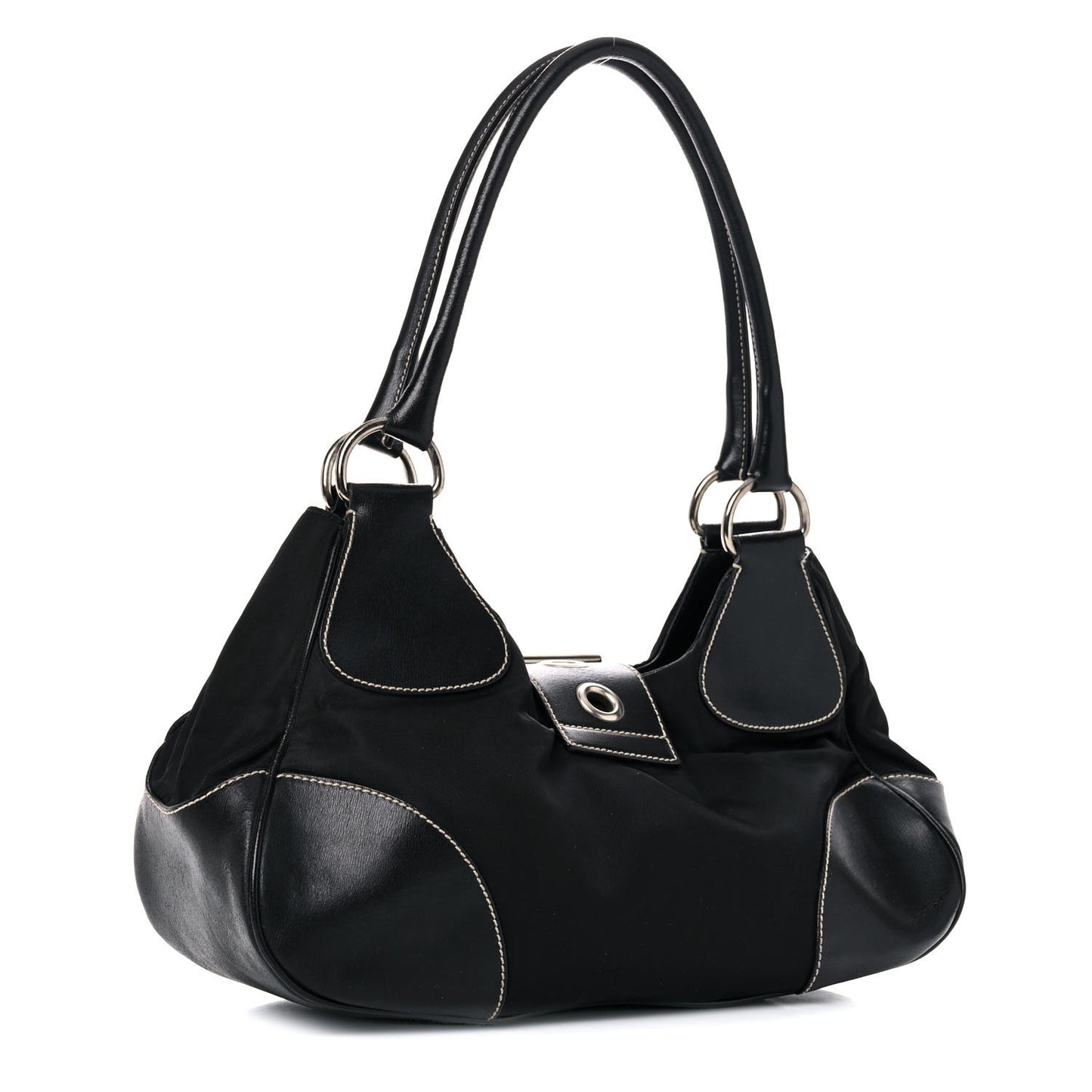 Tessuto Nylon Moon Shoulder Bag Black