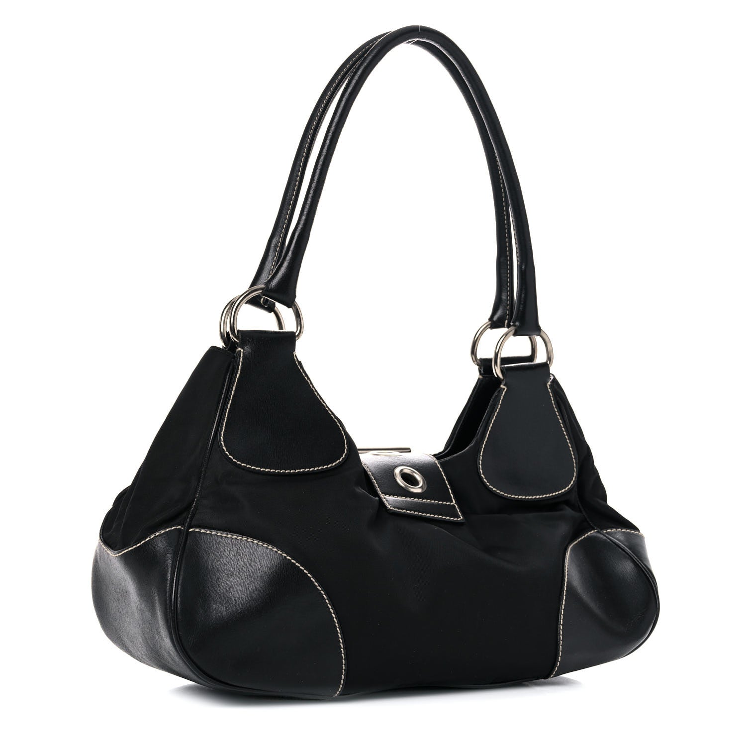 Prada Tessuto Nylon Moon Shoulder Bag Black 2 of 19