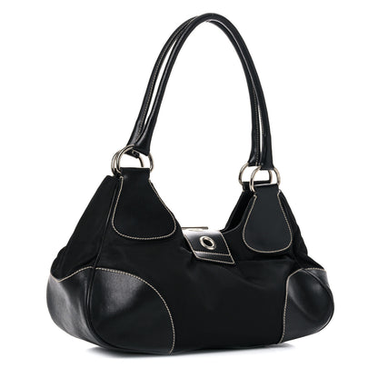 Prada Tessuto Nylon Moon Shoulder Bag Black 2 of 19