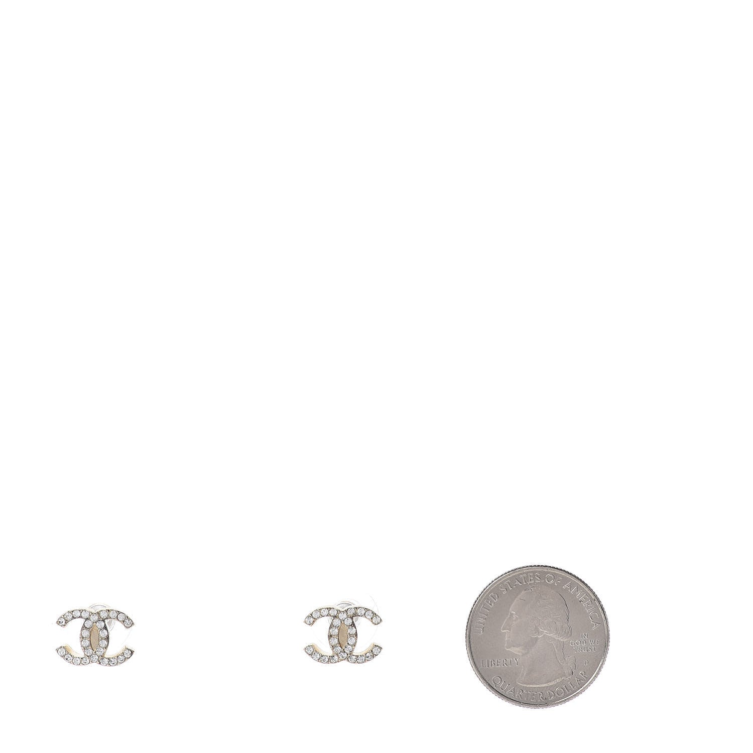 Chanel Crystal Timeless CC Earrings Gold 2 of 6