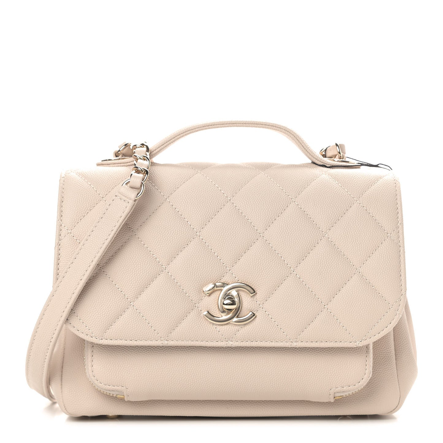 Caviar Quilted Medium Business Affinity Flap Beige