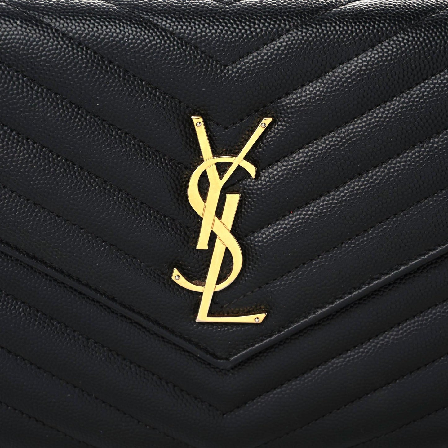 Grain De Poudre Matelasse Chevron Monogram Chain Wallet Black