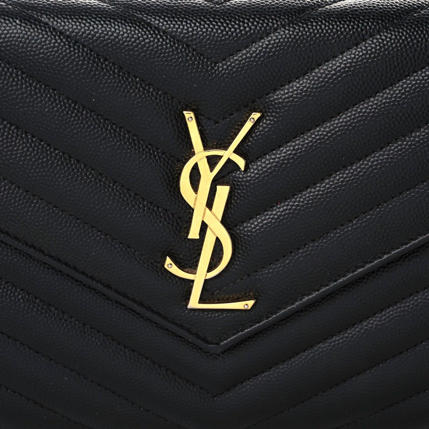 Saint Laurent Grain De Poudre Matelasse Chevron Monogram Chain Wallet Black 12 of 17